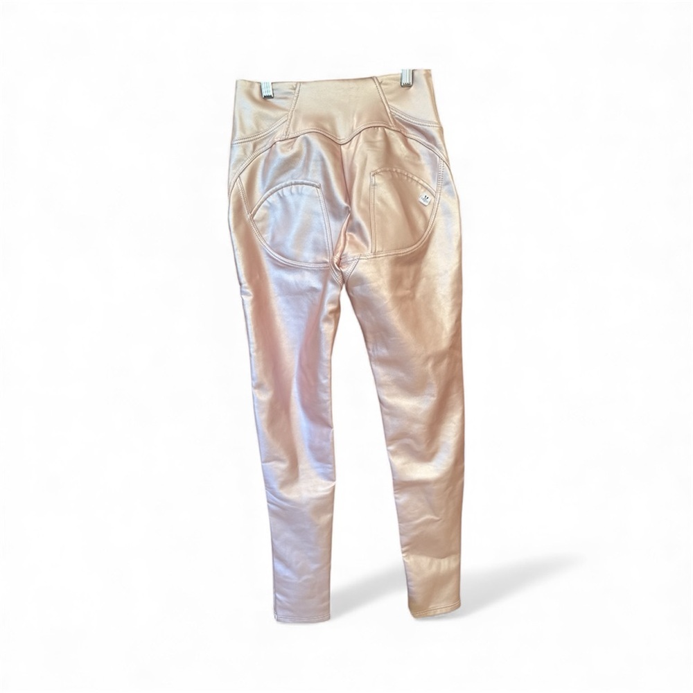Metallic Faux leather High-Waisted Soft  Pink Women Leggings - Picture 4 of 5